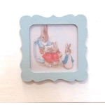 Dolls House Nursery Picture Peter Rabbit Scene Blue Framed Miniature Wall Decor 1:12 Scale