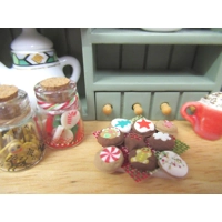 Dolls House Christmas Cookies 9 Miniature Xmas Biscuits and Plate 1:12th Scale
