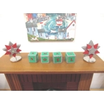 Dolls House Christmas Decoration Xmas Noel Letter Blocks Green and Silver 1:12 Scale