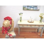 Dolls House Hat Red Floral Trim Satin Roses and Bow Miniature Accessory 1:12 Scale