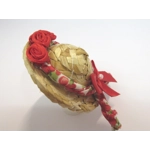 Dolls House Hat Red Floral Trim Satin Roses and Bow Miniature Accessory 1:12 Scale