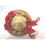 Dolls House Hat Red Floral Trim Satin Roses and Bow Miniature Accessory 1:12 Scale