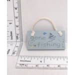 Dolls House Sign Gone Fishing Blue Wood Notice Miniature Accessories 1:12th Scale