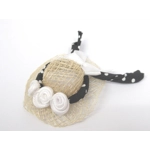 Dolls House Hat Black & White Mini Satin Roses and Bow Miniature Clothes Accessory 1:12 Scale