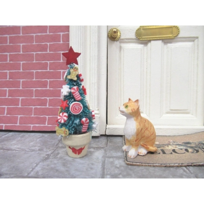 Dolls House Christmas Tree Candy Cane Miniature Topiary 1:12 Scale Xmas Decoration