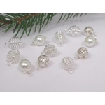 Dolls House Christmas Tree Decorations 12 White Silver Baubles Miniature Xmas Ornaments 1:12th Scale