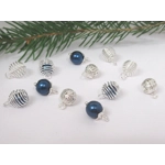 Dolls House Christmas Tree Decorations 12 Blue and Silver Miniature Baubles 1:12th Scale