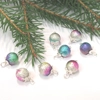 Dolls House Christmas Tree Decorations 8 Rainbow Silver Top Baubles Miniature Ornaments 1:12th Scale