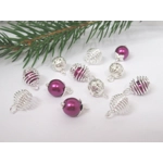 Dolls House Christmas Tree Decorations 12 Purple Silver Miniature Baubles 1:12th Scale