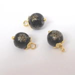 Dolls House Christmas Tree Decorations 6 Hand Decorated Black Gold Miniature Baubles  1:12th Scale