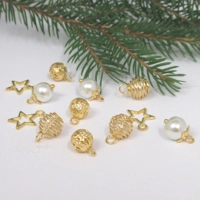 Dolls House Christmas Tree Decorations 12 White Gold Miniature Baubles and Stars 1:12th Scale