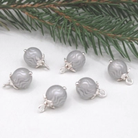 Dolls House Christmas Tree Decorations 6 Silver Colour Frosted Miniature Glass Baubles 1:12 Scale