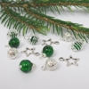 Dolls House Christmas Tree Decorations 12 Green Silver Miniature Baubles and Stars 1:12th Scale