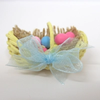 Dolls House Easter Basket with 12 Miniature Hand Painted Eggs 1:12th Scale Decoration