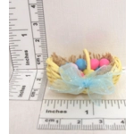 Dolls House Easter Basket with 12 Miniature Hand Painted Eggs 1:12th Scale Decoration