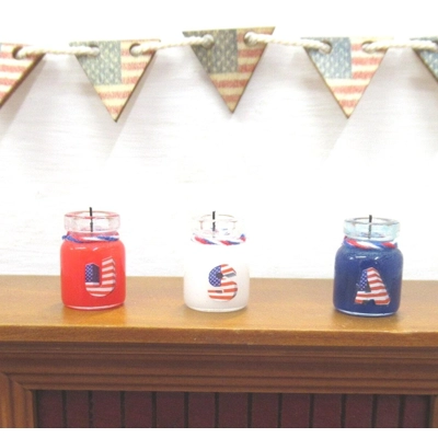 Dolls House Candles USA Flag 4th July Decoration 1:12th Scale