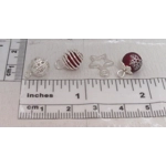 Dolls House Christmas Tree Decorations 12 Red Silver Miniature Baubles and Stars 1:12th Scale