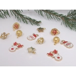 Dolls House Christmas Tree Decorations 12 Red Gold Miniature Baubles and Trinkets 1:12th Scale