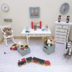 Dolls House Peter Rabbit Picture Miniature Oval Frame Blue 1:12 Scale Nursery Wall Decor