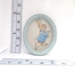Dolls House Peter Rabbit Picture Miniature Oval Frame Blue 1:12 Scale Nursery Wall Decor