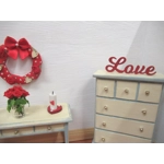 Dolls House Love Word Red 12th Scale Miniature Bedroom Lounge Decor