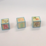 Dolls House Miniature Nursery Toy Letter ABC Blocks Peter Rabbit Blue Natural Wood 1 :12 Scale