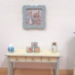 Dolls House Miniature Nursery Toy Letter ABC Blocks Peter Rabbit Blue Natural Wood 1 :12 Scale