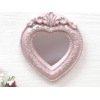 Dolls House Mirror Heart Shape Vintage Style Pink Silver Miniature Bedroom Decor 1:12th Scale