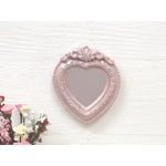 Dolls House Mirror Heart Shape Vintage Style Pink Silver Miniature Bedroom Decor 1:12th Scale