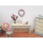 Dolls House Mirror Heart Shape Vintage Style Pink Silver Miniature Bedroom Decor 1:12th Scale