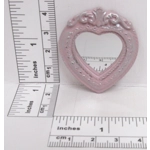 Dolls House Mirror Heart Shape Vintage Style Pink Silver Miniature Bedroom Decor 1:12th Scale
