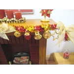 Dolls House Christmas Garland Red Gold Miniature Fireplace Decoration 1:12 Scale