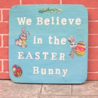 Dolls House Easter Bunny Miniature Blue Sign 1:12th Scale