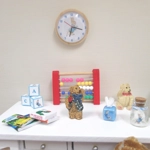 Dolls House Nursery Clock in a Wooden Frame Peter Rabbit Miniature Nursery Wall Decor 1:12th Scale