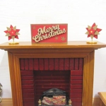 Dolls House Merry Christmas Decoration Sign Red and Gold 1:12th Scale Xmas Miniature