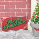 Dolls House Merry Christmas Sign Red Green and Silver 1:12th Scale Miniature Decoration