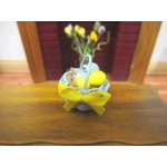 Dolls House Easter Basket and 6 Hand Painted Coloured Miniature Eggs 1:12th Scale