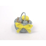 Dolls House Easter Basket and 6 Hand Painted Coloured Miniature Eggs 1:12th Scale