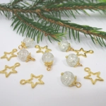 Dolls House Christmas Tree Decorations 12 Gold Miniature Baubles and Stars 1:12th Scale