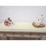 Dolls House Perfume Bottles Red & Silver with Tray Dressing Table Miniature Ornament 1:12th Scale