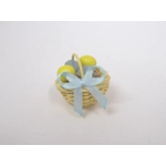 Dolls House Easter Basket with 6 Yellow & Blue Hand Painted Miniature Eggs 1:12th Scale