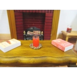 Dolls House Candle in a Glass Vase on a Decorated Tray Christmas Miniature Accessory 1:12 Scale