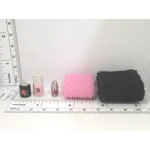 Dolls House Towels 4 Pink & Black with Miniature Bath Salts and Ornament Jars 1:12th Scale