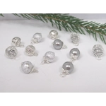 Dolls House Christmas Tree Decorations 12 Silver Coloured Baubles Miniature Ornaments 1:12th Scale
