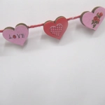 Dolls House Bunting 9 Wood Decorated Love Hearts Miniature Decoration 1:12 Scale