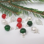 Dolls House Christmas Tree Decorations 12 Red Green Silver Miniature Baubles 1:12th Scale
