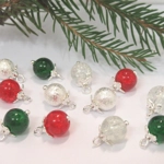 Dolls House Christmas Tree Decorations 12 Red Green Silver Miniature Baubles 1:12th Scale