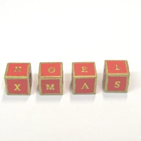 Dolls House Christmas Xmas Noel Word Blocks Red and Gold 1:12 Scale Decoration
