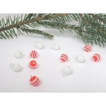 Dolls House Christmas Tree Decorations 12 Red White Baubles 1:12th Scale Miniature Ornaments