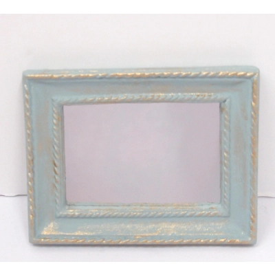 Dolls House Mirror Blue & Gold 1:12 Scale Miniature Wall Decor